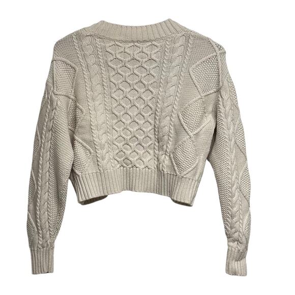 Wilfred Free Aritzia Chunky Cable Knit Sweater US XS Fisherman Ivory Cropped - Picture 2 of 5